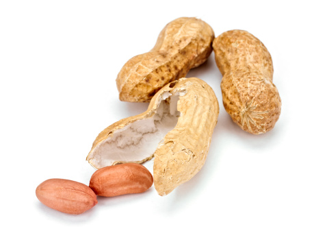 Peanuts on white Background.