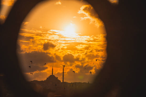 Mosque view taken from inside the circle, Istanbul Turkey