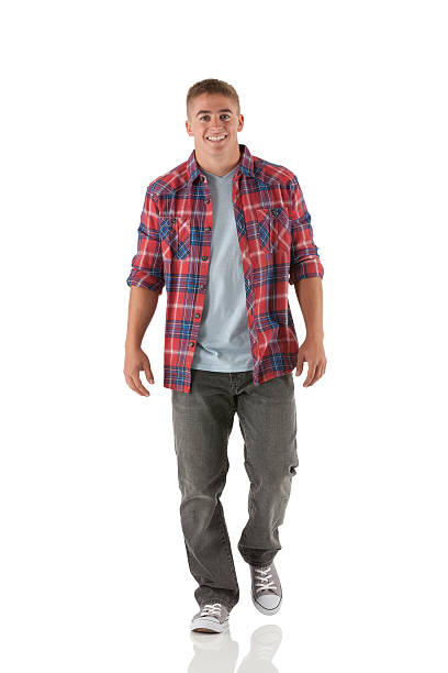 Portrait of a happy man walking
