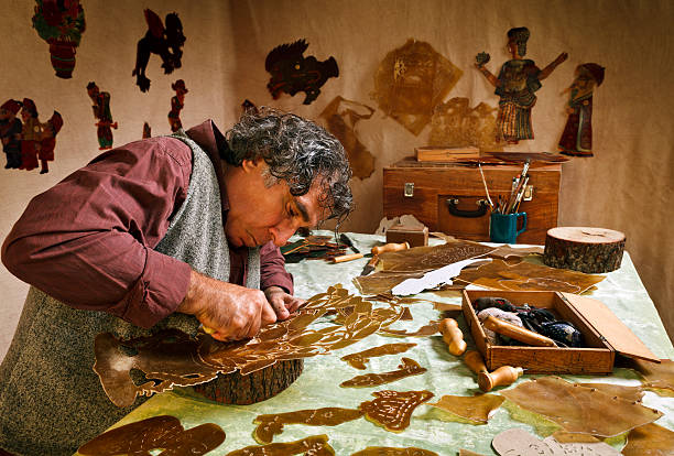 Shadow Puppet Master Master of the Turkish Shadow Puppet Tradition, Karagoz and Hacivat. hacivat karagoz stock pictures, royalty-free photos & images