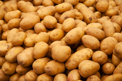 background of potatoes in the store