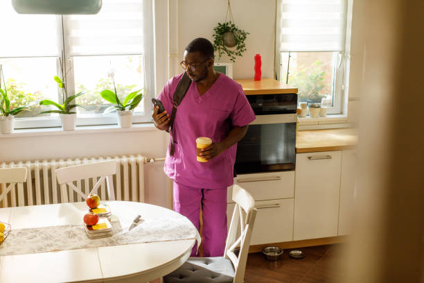 istock The Male Nurse Is Packing For The Workday 1740759815