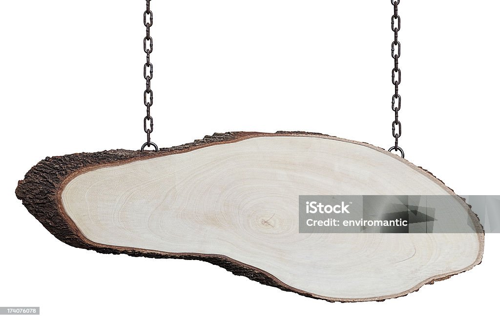 Trunk sezione trasversale insegna in legno. - Foto stock royalty-free di Clipping path