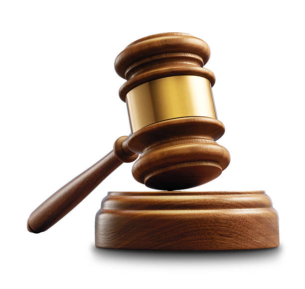 istock Wooden gavel isolated on white 174076268