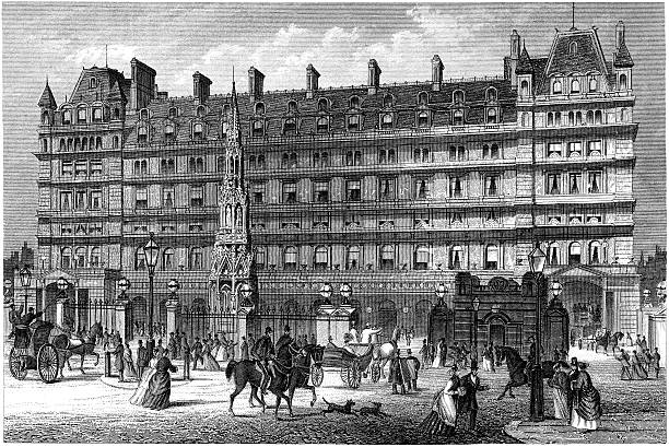 istock Victorian view of Charing Cross Railway Station, London (illustration) 174076702