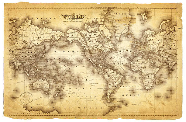 ilustraciones, imágenes clip art, dibujos animados e iconos de stock de mapa del mundo, 1864 - vin01