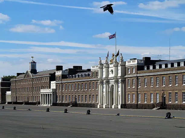 "The front of the Royal Artillery Barracks at the Royal Arsenal, Woolwich, London, UK. The Barracks were built between 1776 and 1802."