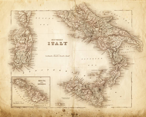 ilustrações de stock, clip art, desenhos animados e ícones de mapa da itália 1. 855 - sicily map old cartography