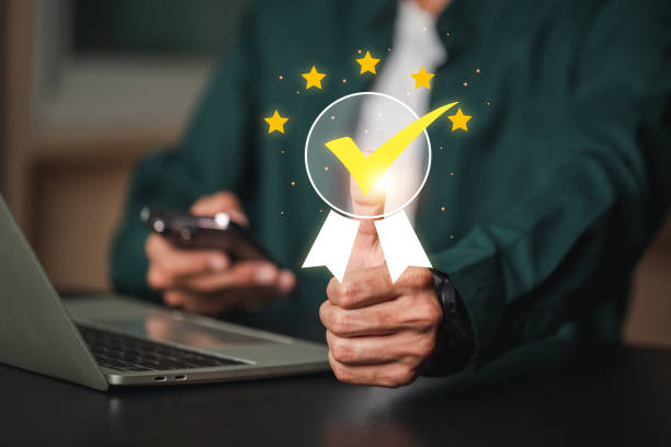istock Customer Experience Concept, Best Excellent Services Rating for Satisfaction,excellent rating Five Star. Review, feedback, good, the best of product and service.; 1740789861