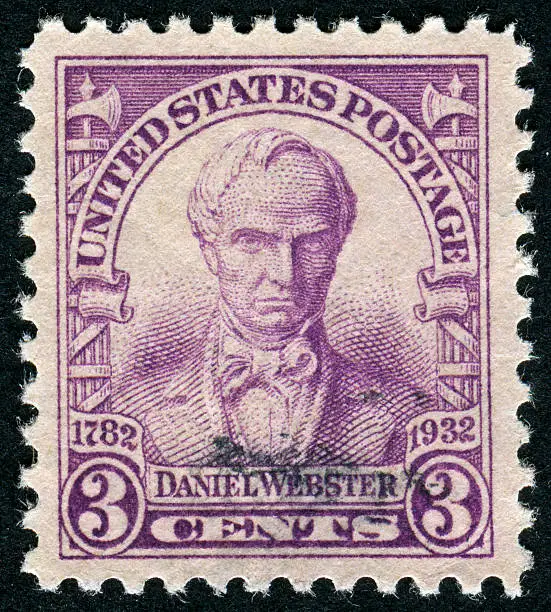 "Cancelled Stamp From The United States Featuring The American Statesman, Daniel Webster.  Webster Lived From 1782 Until 1852."