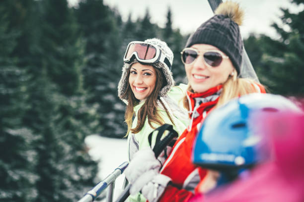 istock Two Female Friends On Ski Lift 1740804709