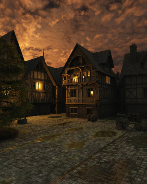istock Mediaeval Street in the Dark After Sunset 1740811652
