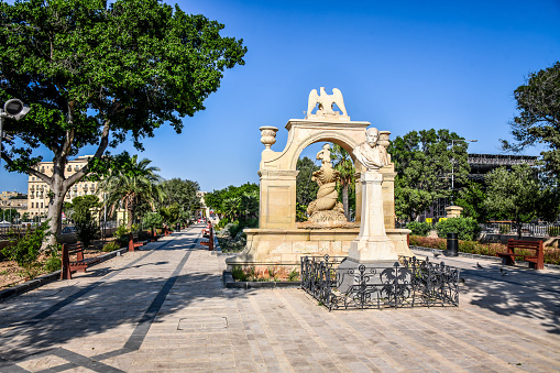 Lucia Fountain And Joseph Scicluna Monument In Floriana, Malta