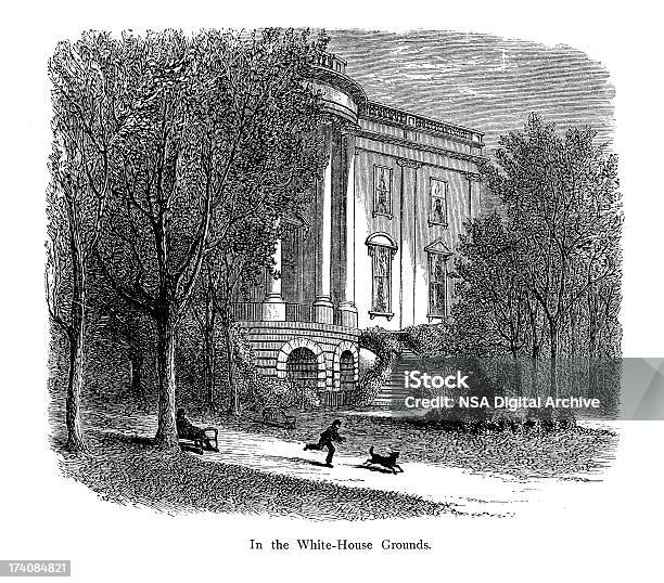 Casa Branca Washington Dc Ilustraçõeshistórico - Arte vetorial de stock e mais imagens de Casa Branca - Washington DC