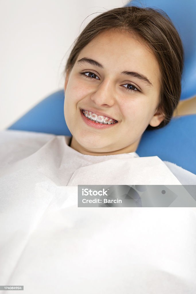 Jeune fille au bureau de dentiste - Photo de 14-15 ans libre de droits