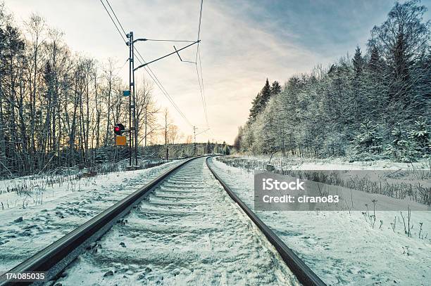 Viaférrea Em Uma Paisagem De Neve Suécia - Fotografias de stock e mais imagens de Ao Ar Livre - Ao Ar Livre, Aço, Caminho Adiante