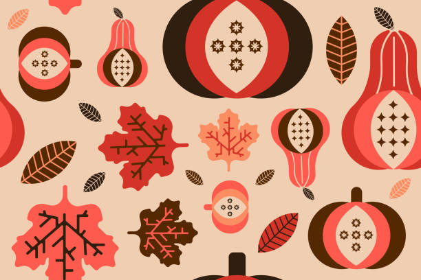 Vector illustration of Autumn pattern design. Upcoming holidays and celebrations. Thanksgiving and Autumn fall concept.