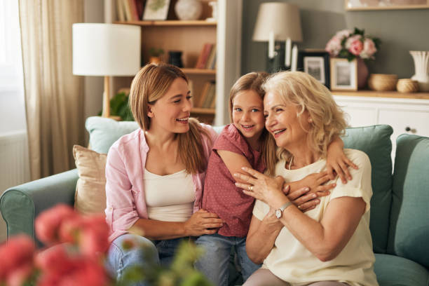 istock Three female generation portrait at home 1740867613
