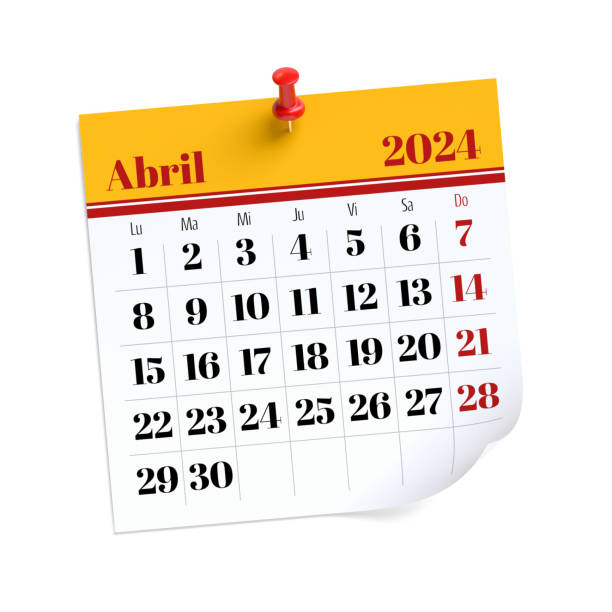 istock April Calendar 2024 in Spanish Language. Isolated on White Background. 3D Illustration 1740869525