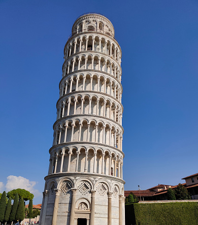Leaning tower of Pisa, Italy and blue sky