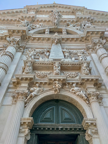 Facade of San Moise Church in Venice at Italy.