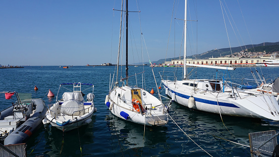 : Sailing yachts moored in the marina in Trieste at sunny day