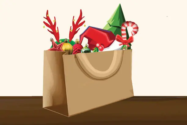 Vector illustration of Open gift box full of Christmas's decoration