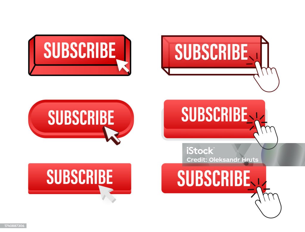 Can Subscribe Button Subscribe Button With Pointer Clicking Subscribe Web Buttons Set User ...