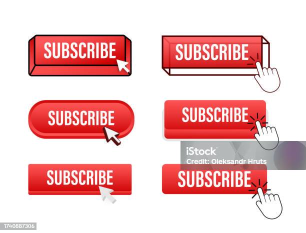 Subscribe Button With Pointer Clicking Subscribe Web Buttons Set User ...