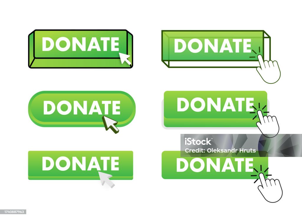 Contribute Button Donate Button With Pointer Clicking Donate Web Buttons Set User ...