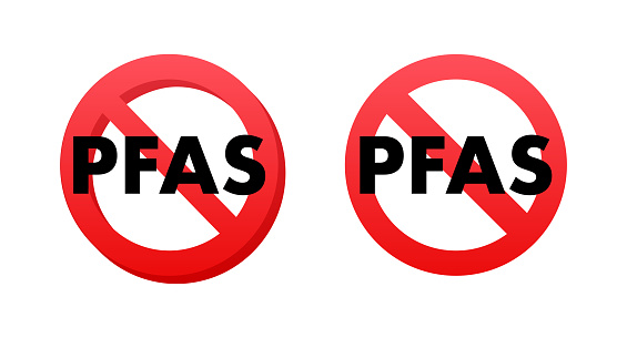 Pfas Free label. Proper nutrition, healthy eating. Pfas Free sign .Vector stock illustration