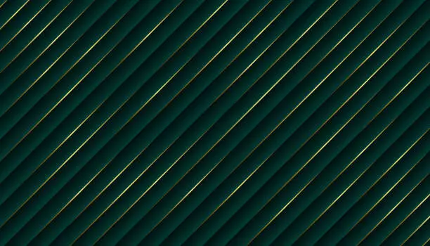 Vector illustration of Green luxury diagonal lines background. Vector illustration. Minimalist style concept.