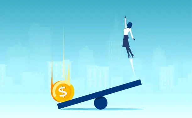 Vector illustration of Women in business and financial rewards