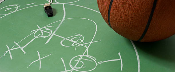 istock Basketball with play on a chalkboard 174091537