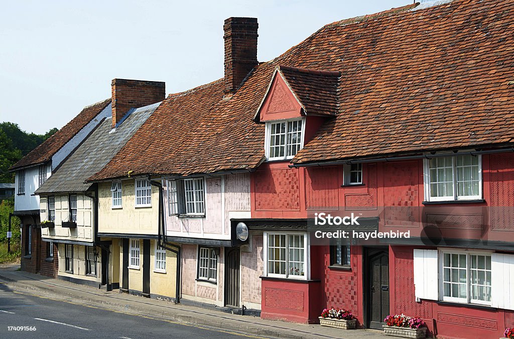 Old English Village Street with coloured houses Saffron Walden Stock Photo