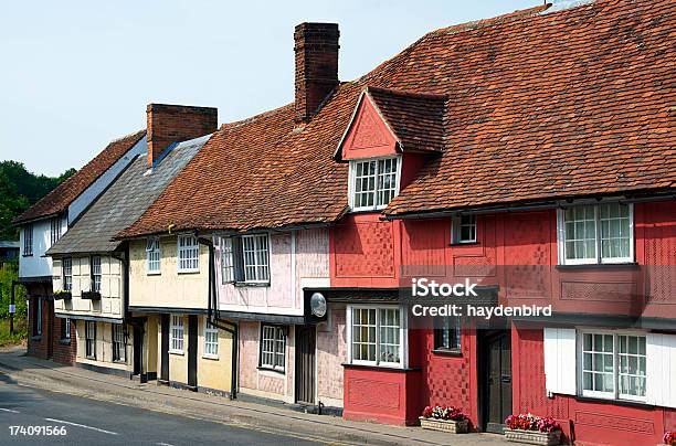 Old English Village Street With Coloured Houses Stock Photo - Download Image Now - Saffron Walden, Street, Essex - England