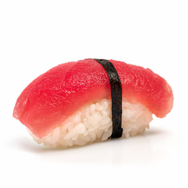 Tuna sushi nigiri isolated on white background