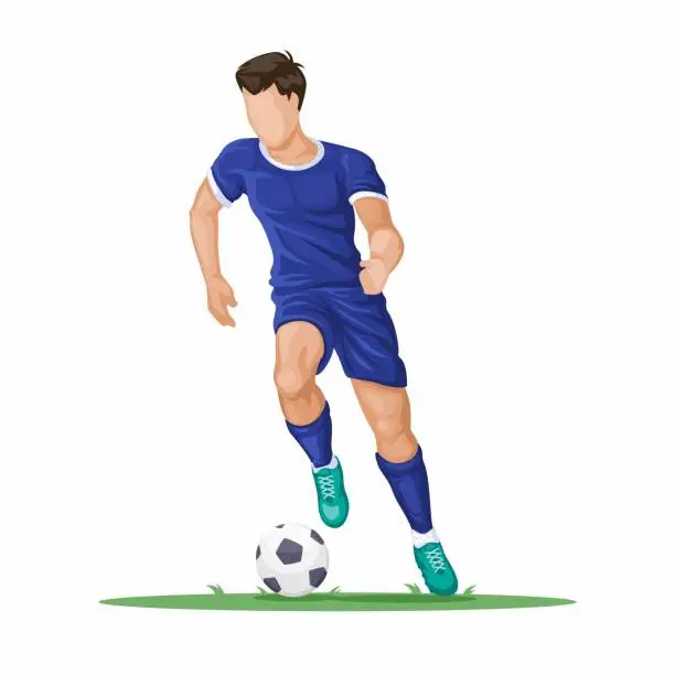 Vector illustration of Soccer Player Dribbling Action Pose Character Cartoon illustration Vector