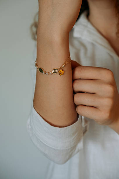 istock Diamond bracelet on young women 1740929758
