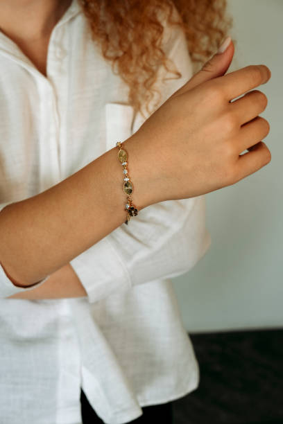 istock Diamond bracelet on young women 1740929762