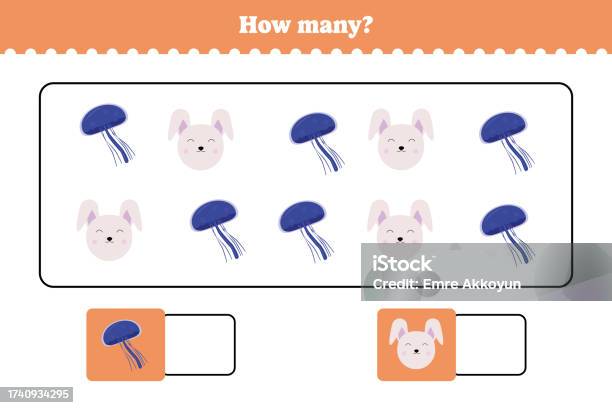 Math How Many More How Many Are There Educational Math Game For Kids Stock Illustration ...