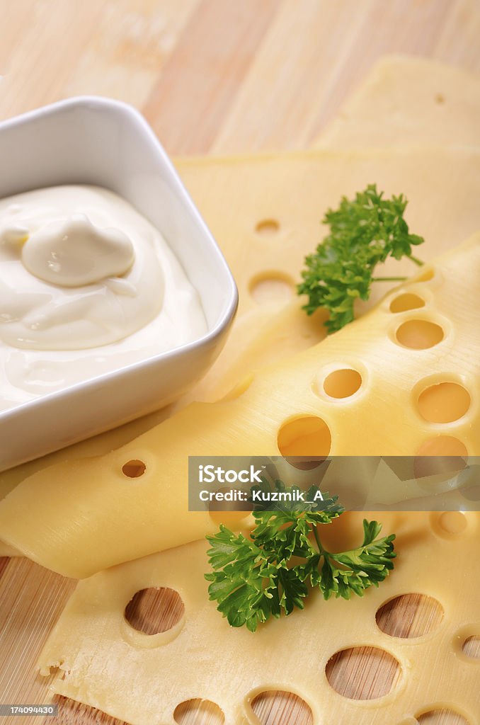 Formaggio e panna acida - Foto stock royalty-free di Bianco