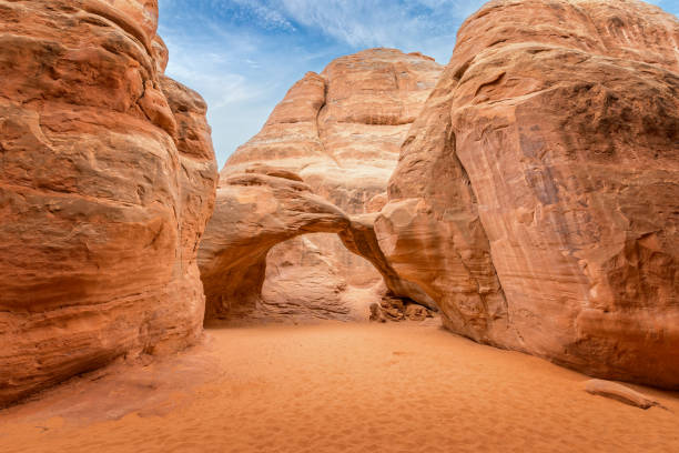 The Sand Dune Arch in the Arches  National Park, Utah USA stock photo