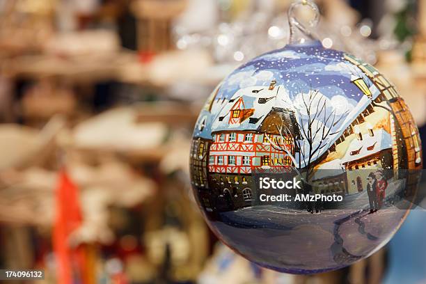Christmas Bauble Depicting Snowy German Street Stock Photo - Download Image Now - Christmas Market, Germany, Nuremberg