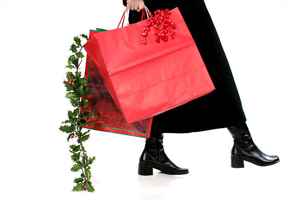 Woman out Christmas shopping on a cold day.