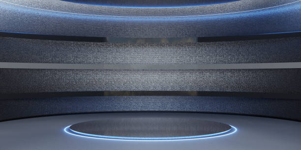 istock Round room round podium curved stage curved screen round screen curved dome atrium 3D illustration 1740969983