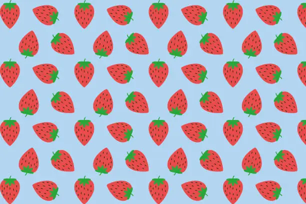 Vector illustration of Red strawberry seamless pattern