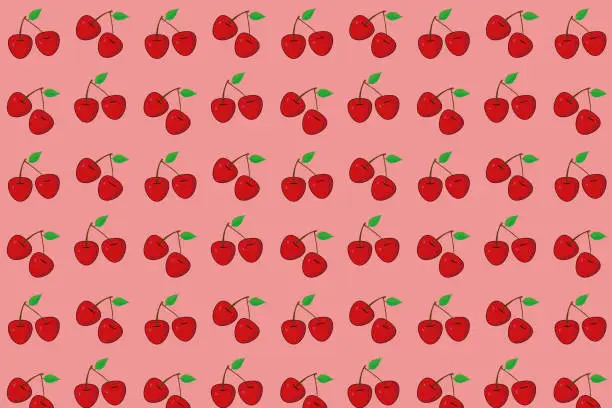 Vector illustration of Cherry fruit seamless pattern