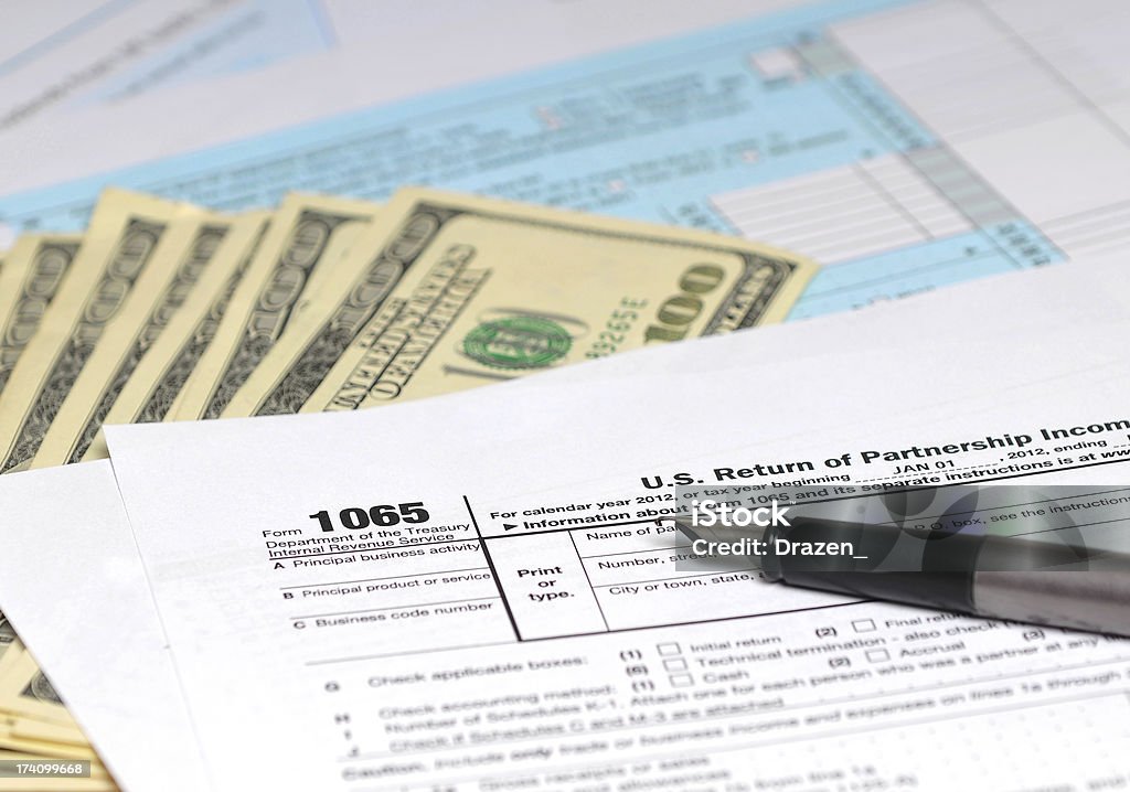 IRS Steuererklärung 1065-Partnerschaft zur Besteuerung der Einkommen - Lizenzfrei Formular - Dokument Stock-Foto
