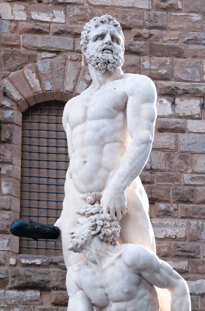 hercules and cacus statue in piazza della signoria in florence, italy - cacus imagens e fotografias de stock